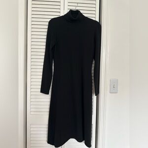 Neiman Marcus Cashmere Classic Black Long Sleeve Dress